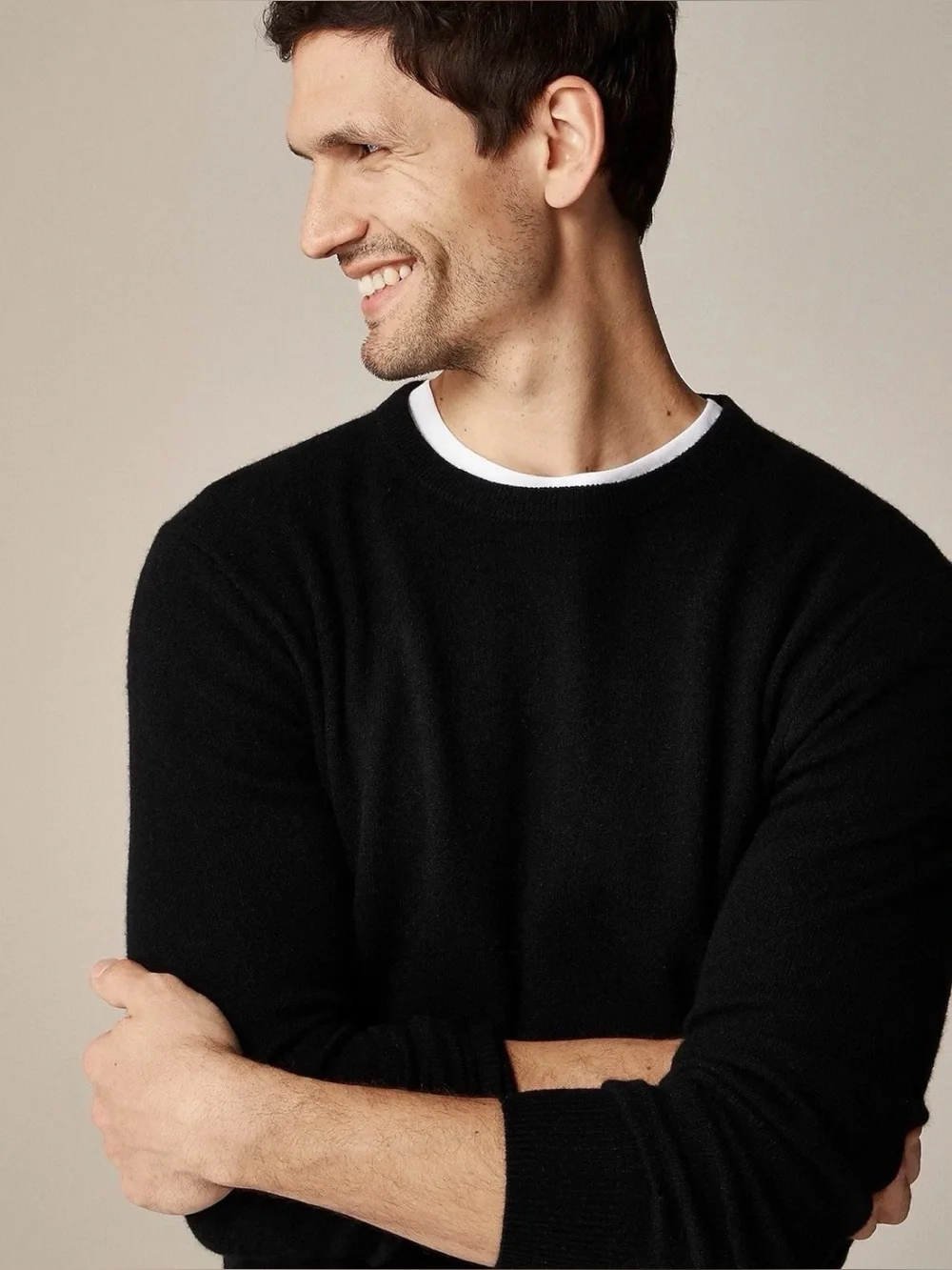 NWT J. CREW Cashmere Crewneck Sweater Black Men’s Size XL-T $158 Preppy